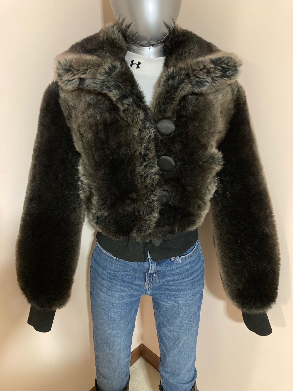 Baby Phat Dark Brown Faux Fur Bomber Jacket